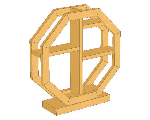 八角形ちがい棚　立体図